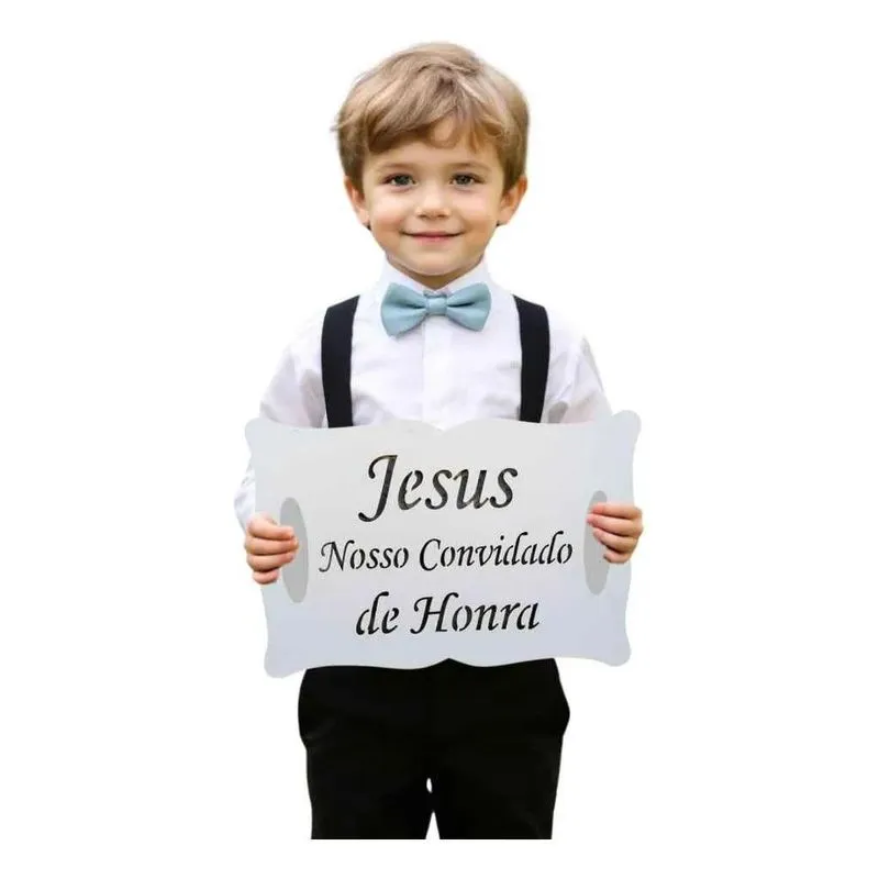 5x Plaquinha Casamento Entrada Jesus Nosso Convidado De Honr