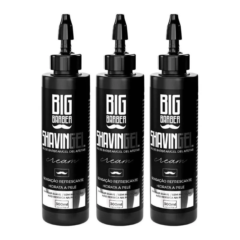 Kit 3X Shaving Gel De Barbear Cream 300Ml - Big Barber