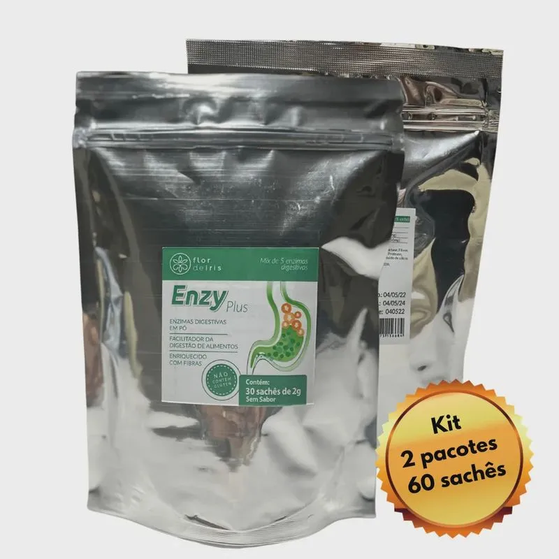 Enzy Plus - Sachês de Enzimas Digestivas- Desconforto Abdominal, Absorção de Nutrientes