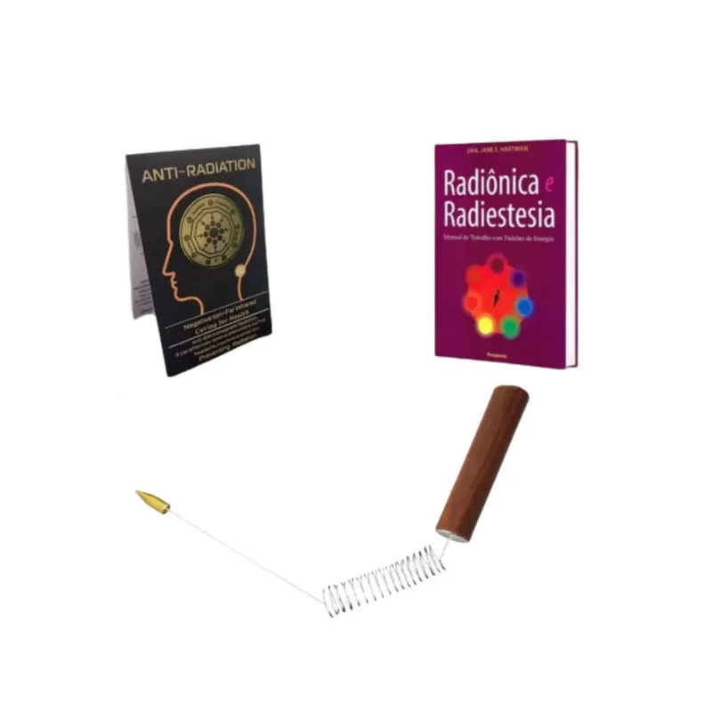 Aurimetro Madeira + Selo Energético + Livro Radiônica e Radiestesia