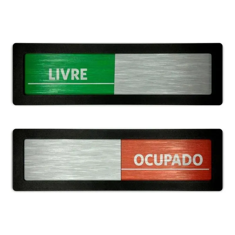 5x Placa Porta Livre Ocupado Sala Reunião Consultório 6x20cm