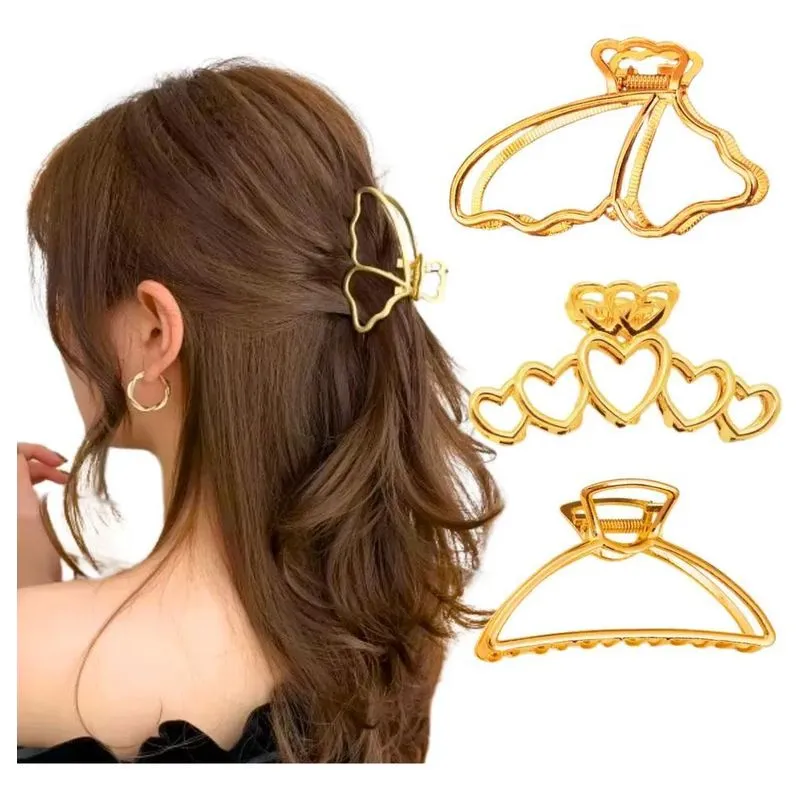 5x 03 Presilha Piranha Prendedor De Cabelo Luxo Metal Variad
