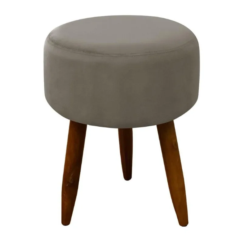 Puff Banqueta Decorativo Pés Madeira Cappuccino