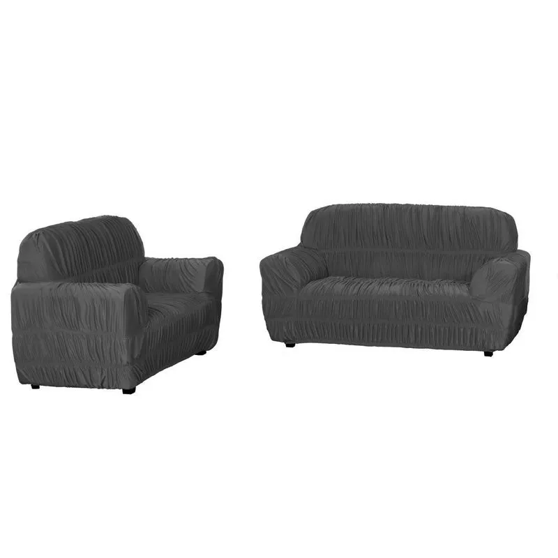 Kit Capa Sofá 3 E 2 Lugares Elasticada Cinza