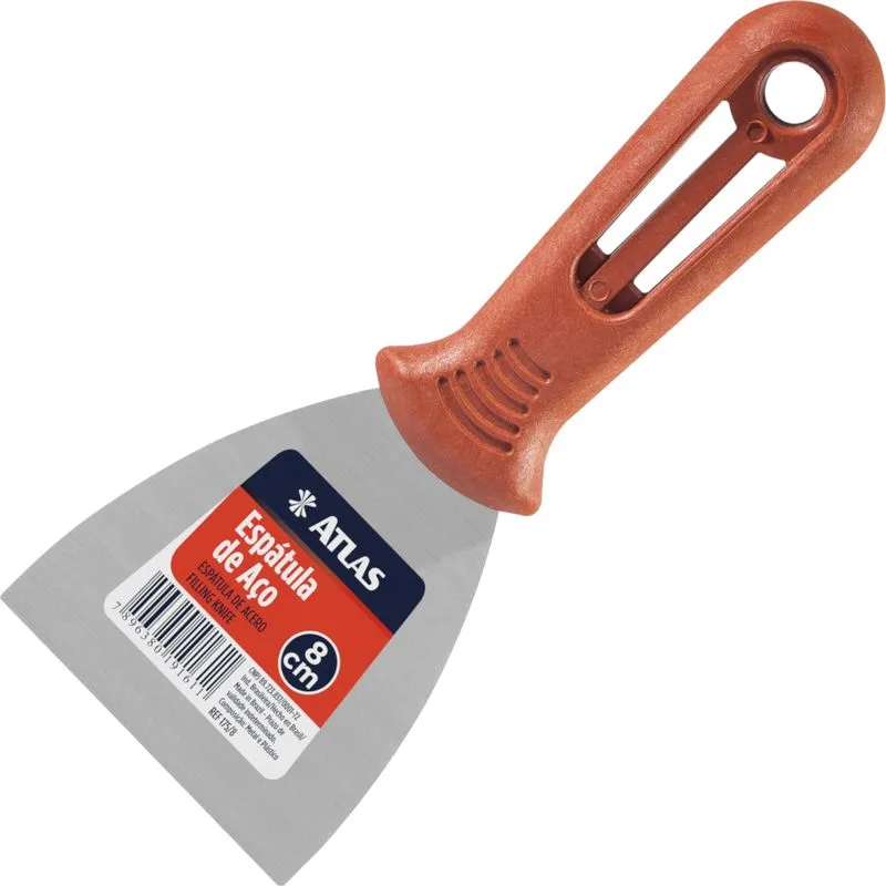 Espátula Aço Carbono Massa Multiuso Gesso Drywall 8cm Atlas