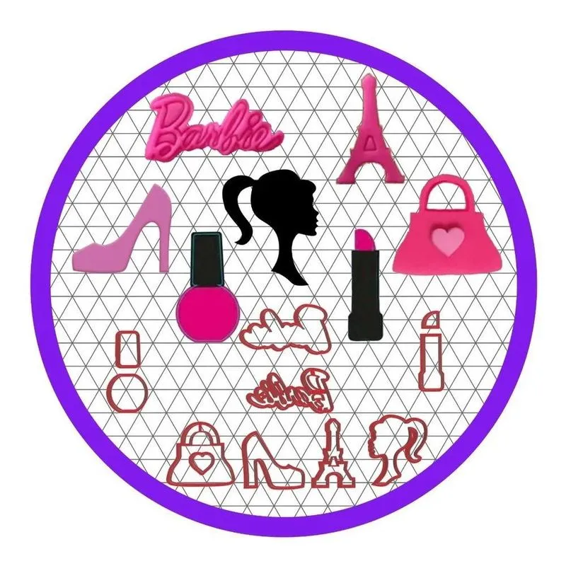 5x Mega Kit Cortador Barbie Roupas Acessórios Cupcake - 3 C