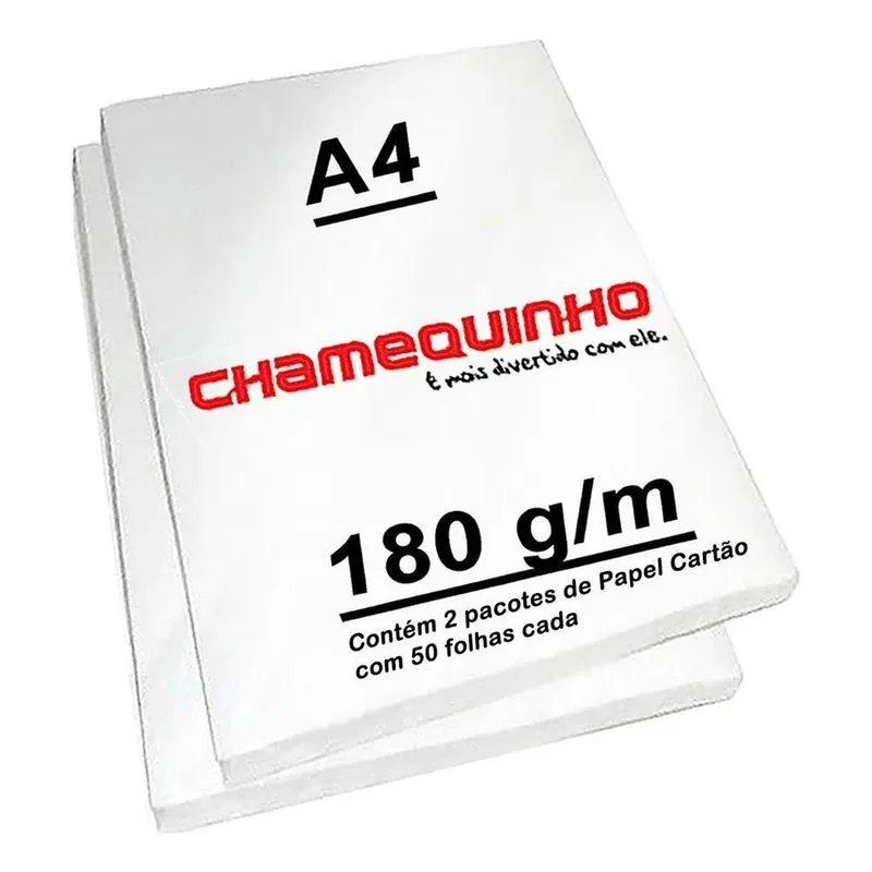 3x Papel Cartão Branco - Grosso 180g - Tamanho A4 - 100 Folh