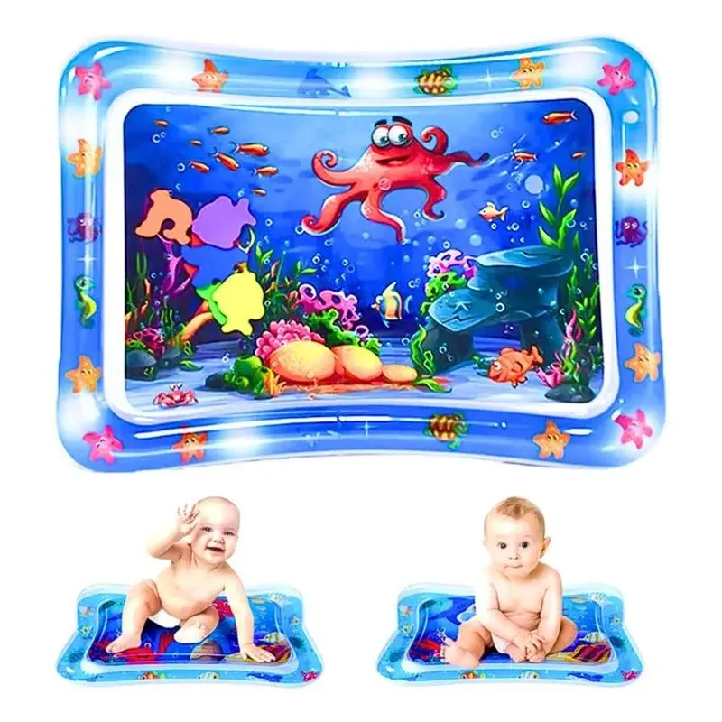 2x Tapete Água Inflável Almofada Infantil Bebê Azul Cores