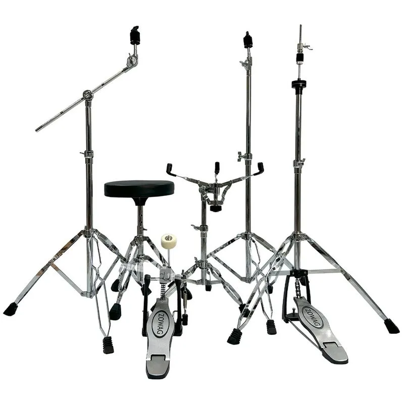 Kit de Ferragens Zowag HPK300 completa com Estante de Caixa, Chimbal, Reta, Girafa, Pedal e Banco