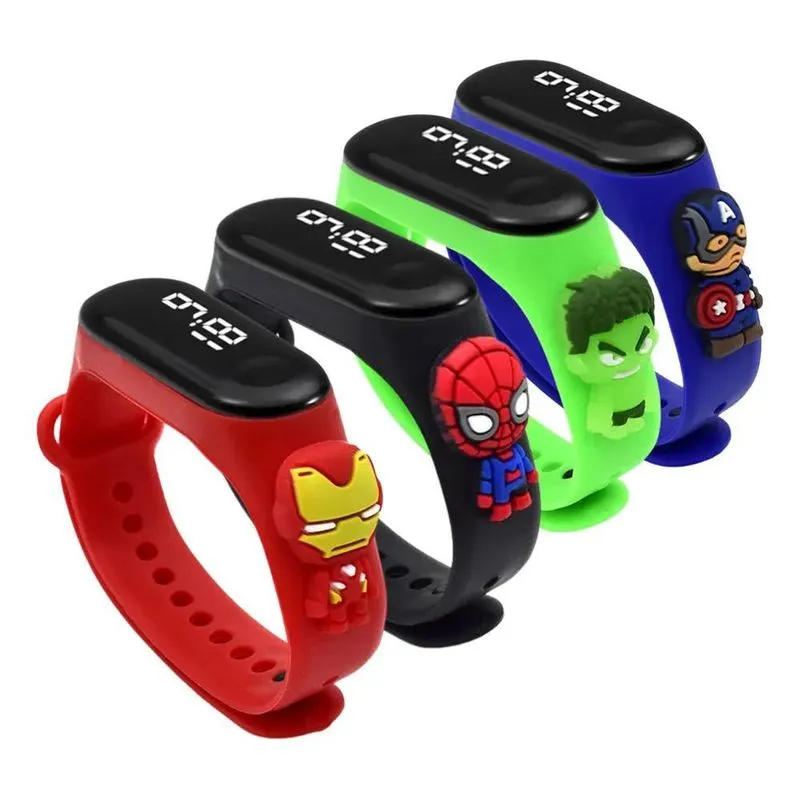 3x Kit Relógio Digital Led Heróis Vingadores Infantil Menino