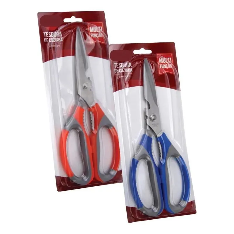3x Tesoura Para Limpar Peixe Para Cortar Frango Aço Inox Ofe