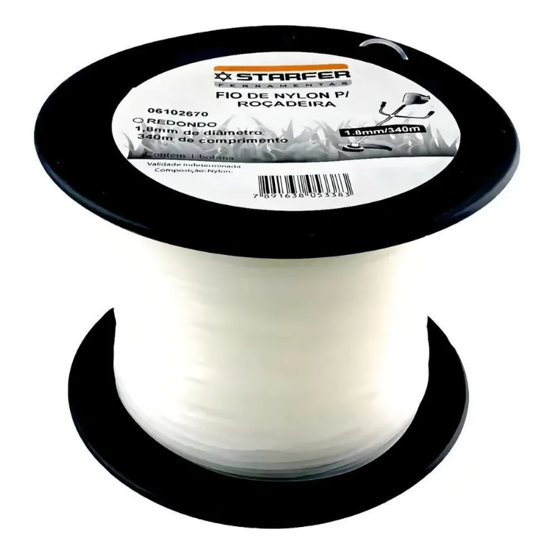 Fio De Nylon Starfer Para Roçadeiras 1,6mm X 430m Bobina Cor