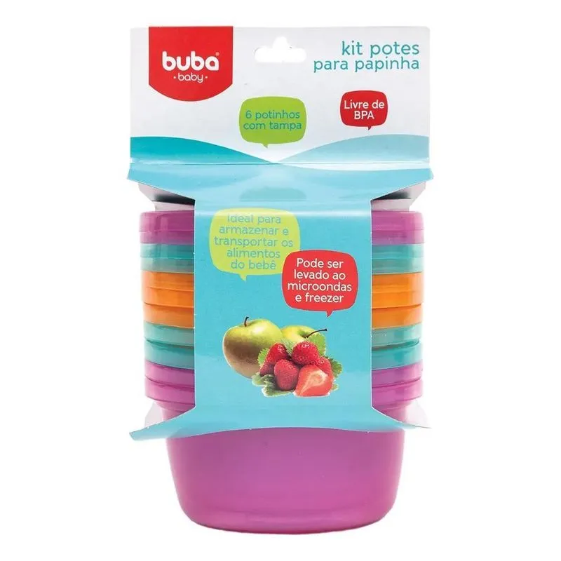 3x Kit 6 Potes 250ml Para Papinhas Rosa Buba 6758