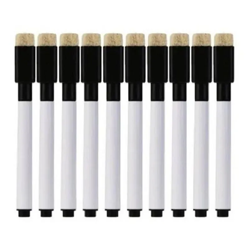 Kit 10 Canetas Preta Para Quadro Branco Com Apagador E Imã