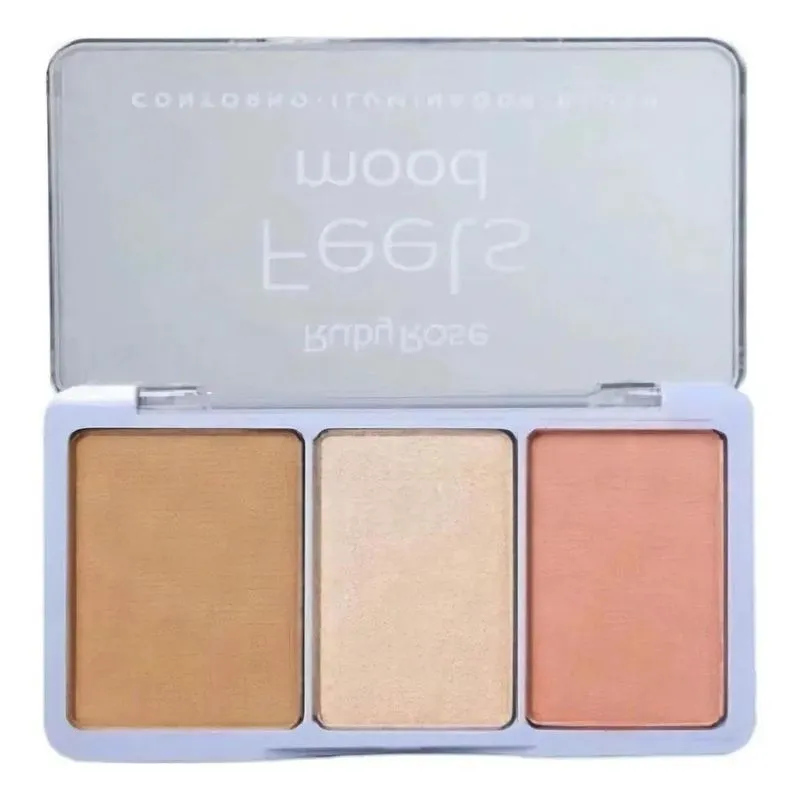 3x Paleta Trio Blush Iluminador Contorno 1 Feels Mood Ruby R