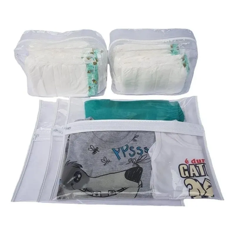 10x Kit 5 Saquinho Maternidade E 2 Organizador Troca De Fra