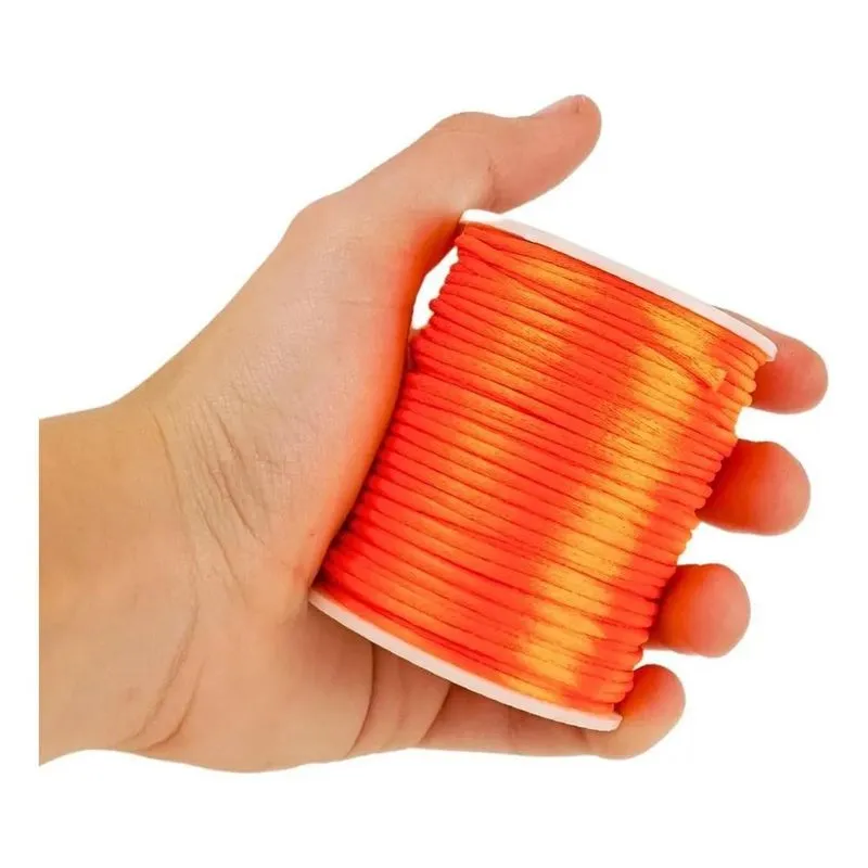 Fio De Seda Laranja Neon - Cordão Rabo De Rato 2mm - Nybc