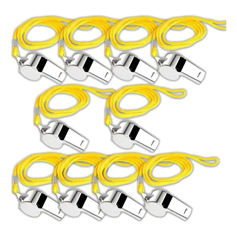 Kit 10 Apitos De Metal Com Cordão Profissional Esporte Cor P