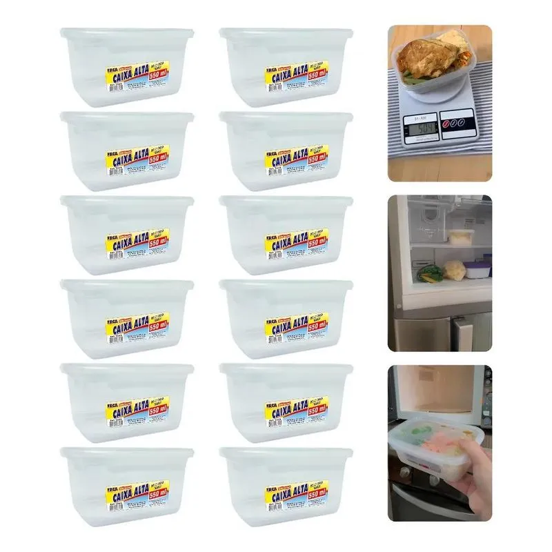 3x Kit 12 Potes 500 Ml Marmita Reutilizável Freezer Microond