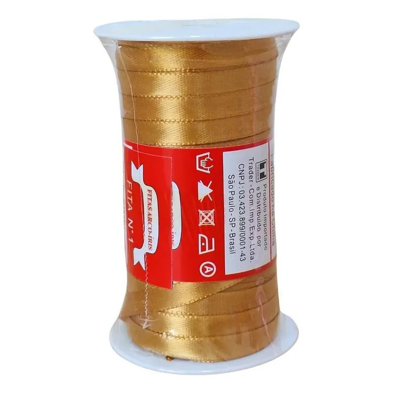 Fita De Cetim Trader 7mm - Nº01 C/100 Metros Cor 121 Mostard