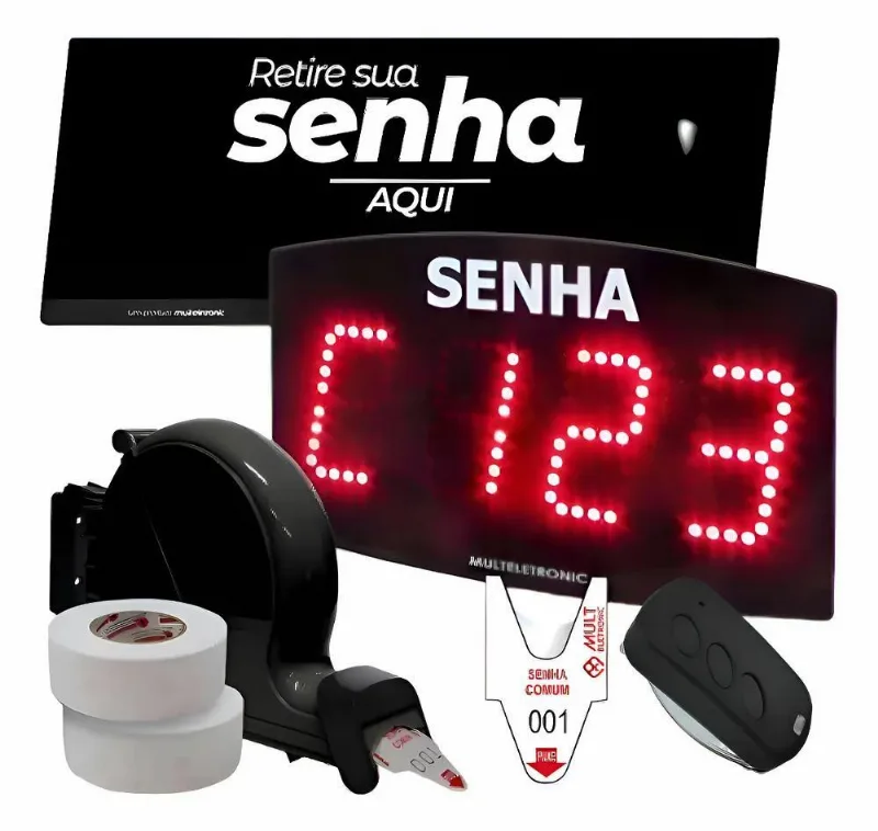 Kit Senha Digital Painel Eletrônico Dispensador Bico De Pato