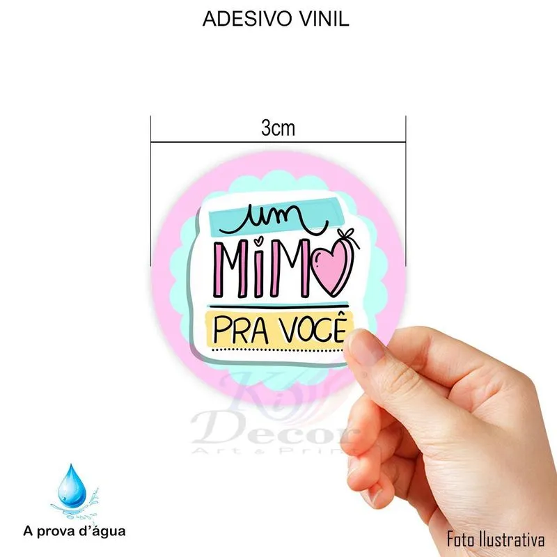 500 Etiquetas 3x3cm Um Mimo Pra Você Adesivo Vinil Redondo