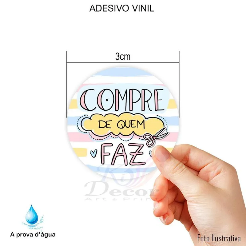 500 Etiquetas 3x3cm Adesivo Vinil Redondo Compre De Quem Faz