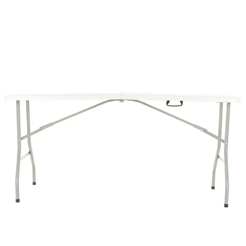 Mesa Picnic Dobrável Vira Maleta Portátil 1,50m Camping Premium Branco