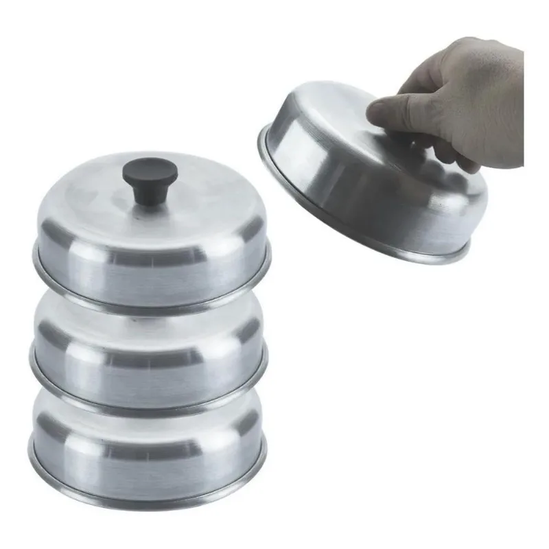 3x 4 Abafador De Hamburguer Tampa Para Chapa Lanche Lanchone