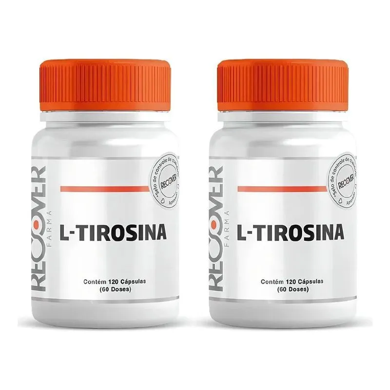 10x 2x L-tirosina 500mg - 120 Cápsulas (60 Doses) Sabor Nat