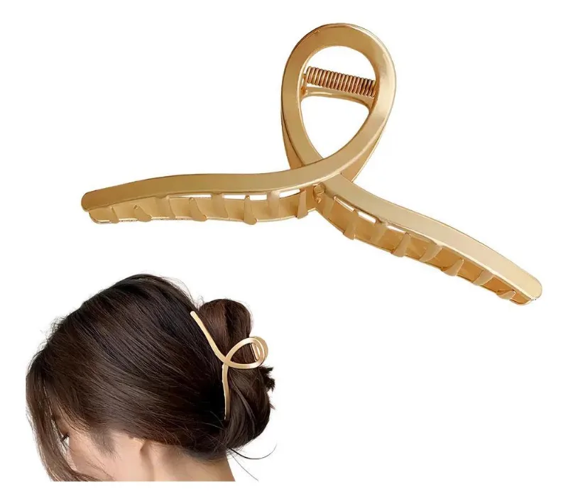 5x Piranha De Cabelo Prendedor Metal Dourado Alto Luxo Elega