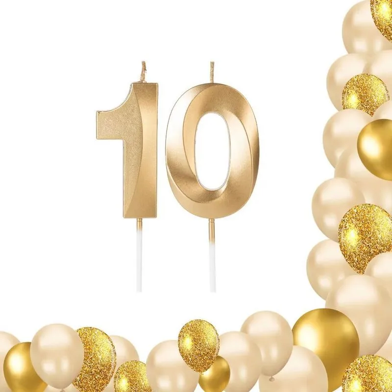 2 Velas De Aniversario Numero Design Dourada Idades Diversas