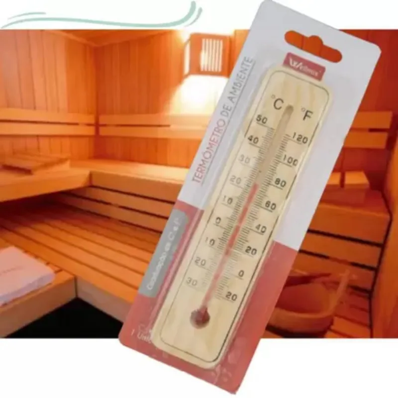 Termômetro Parede Tempo Madeira Interior Casa Sauna Graus