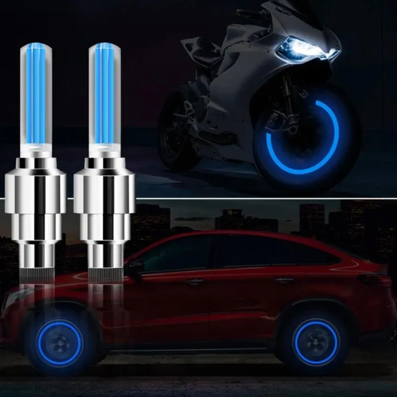 2 Bicos Pinos Led Azul Bike Carro Moto Roda Bicicleta Brasil