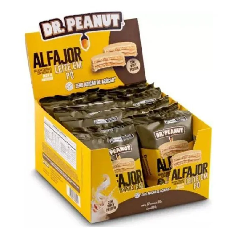Alfajor Com Whey Protein Bolacha 12un De 55g Cada Dr Peanut