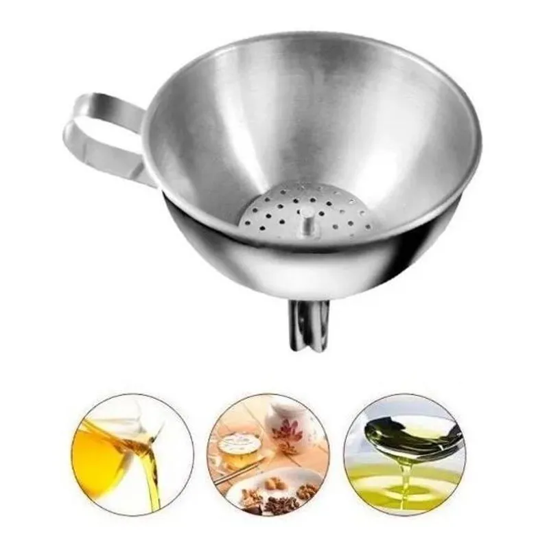 2x Funil Aço Inox Com Peneira Coador 11cm Profissional Coque