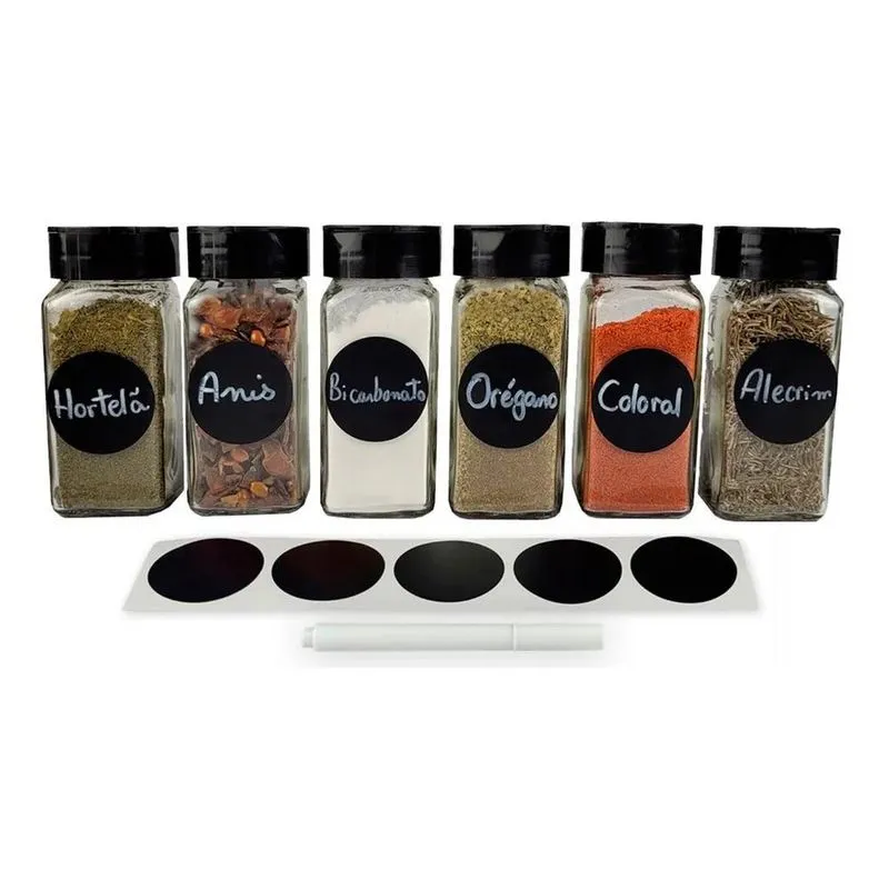 3x Kit 06 Pote Quadrado Único Em Vidro 130ml P/tempero C/tam