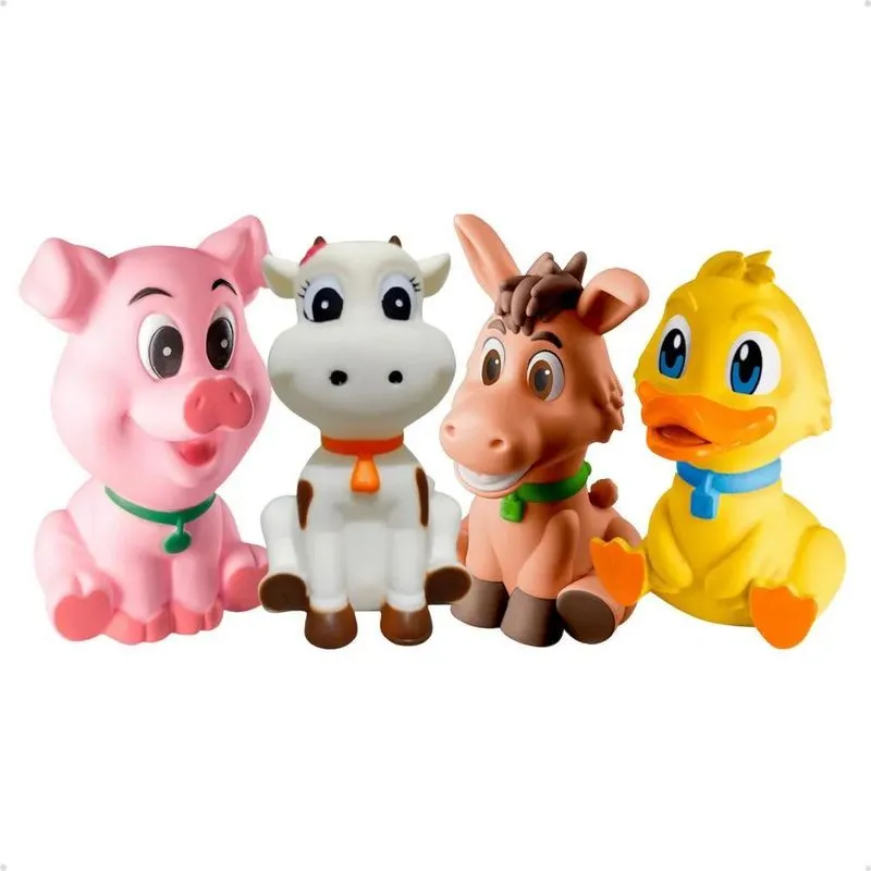 Kit Mordedores Para Bebê Brinquedo 4 Unidades De Vinil Macio