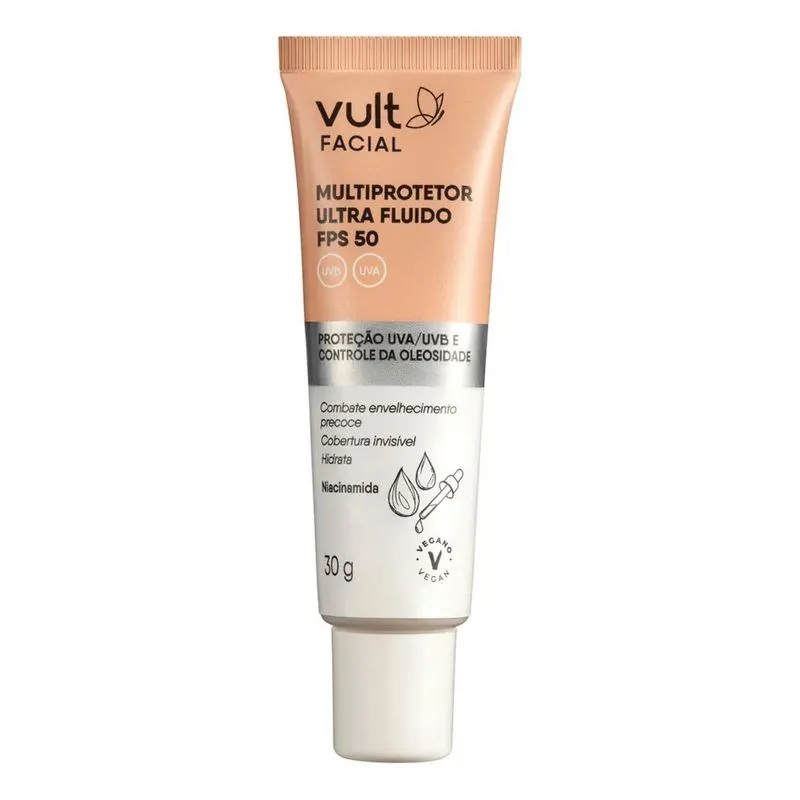 5x Multiprotetor Facial Ultra Fluido Vult Fps50 - 30g