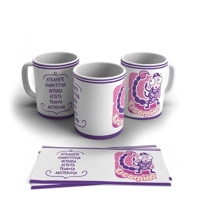 Caneca Personalizada Cerâmica Signo Escorpião 325ml