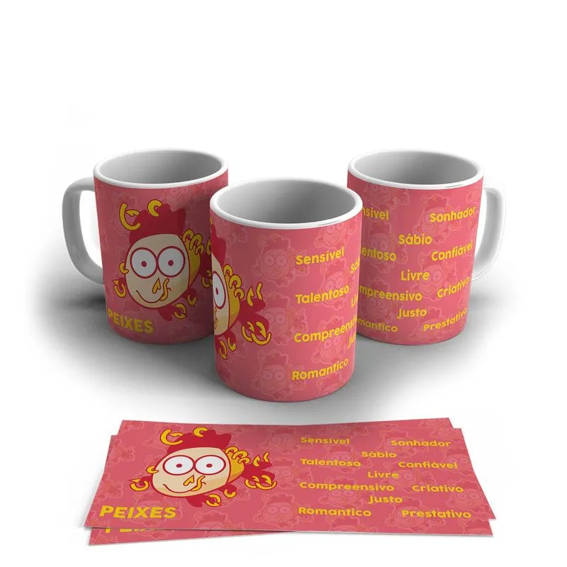 Caneca Personalizada Cerâmica Signo Peixes 325ml