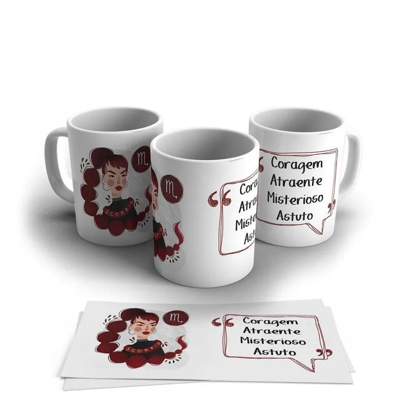 Caneca Porcelana Signo Do Zodíaco Escorpião 325ml