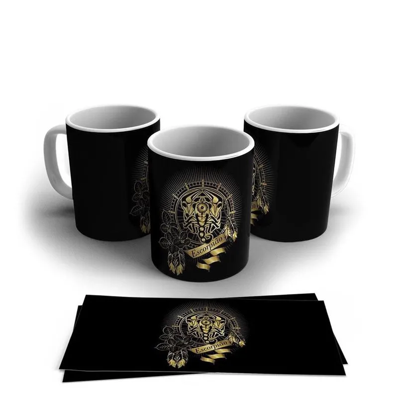 Caneca Porcelana Signo Do Zodíaco Escorpião 325ml