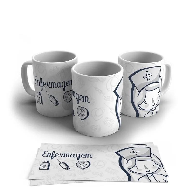 Caneca Decorada Porcelana Profissão 325ml - Enfermeiro 8599