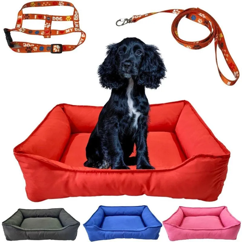 Cama Pet Retangular M Tactel Com Zíper + Coleira Peitoral