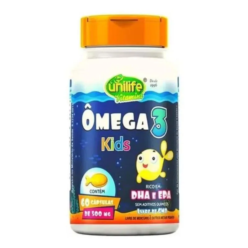 Ômega 3 Kids 60 Cápsulas Unilife Rico Em Dha E Epa Sem Sabor