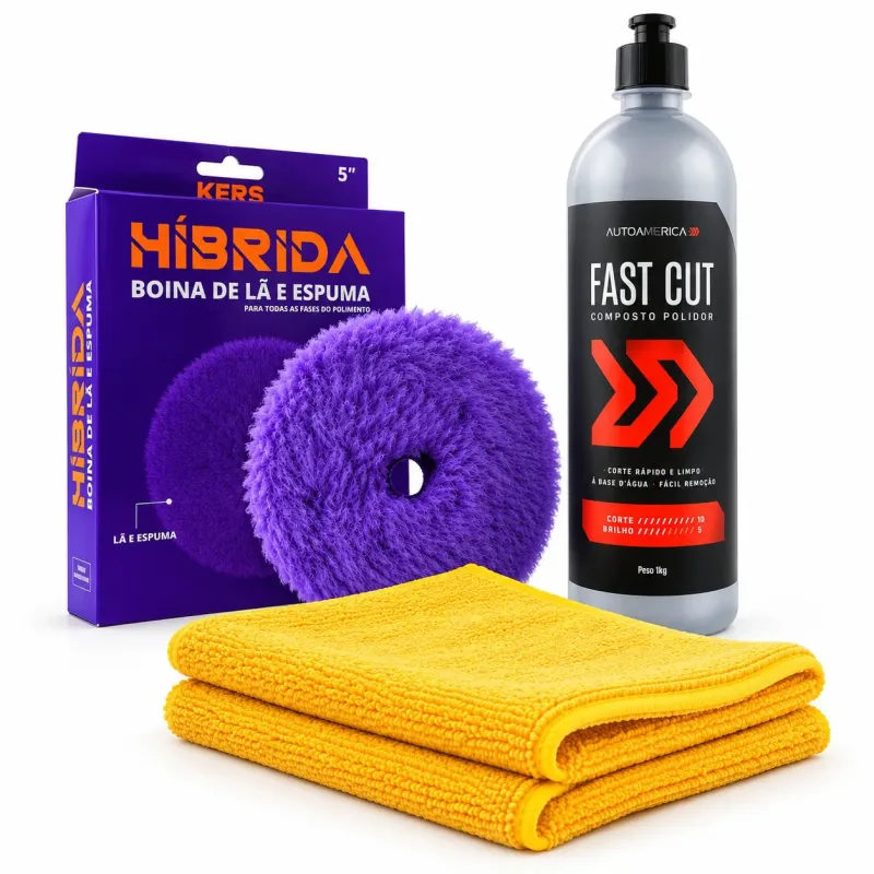 Kit Polimento Boina Híbrida 5 Kers + Fast Cut Autoamérica - AT4U