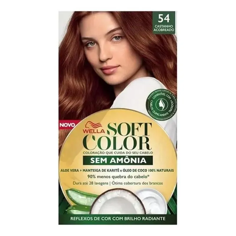 3x Tintura Wella Soft Color 54 Castanho Acobreado