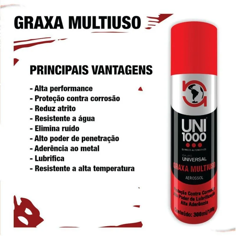 Kit 2 Graxa Spray Multiuso Lubrificante Alta Performance