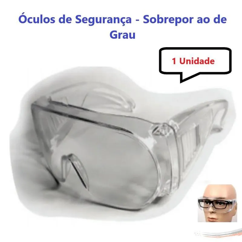 Oculos Seguranca Protecao Cristal Sobrepor Ao De Grau Com C